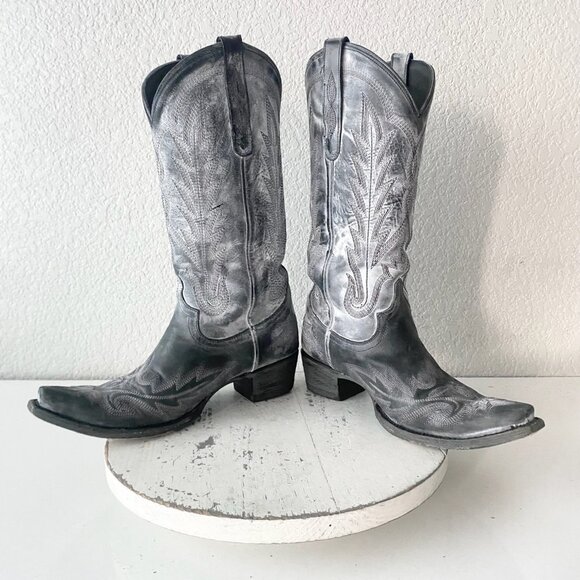 Lane LEXINGTON Womens Cowboy Boots 8.5 Black Western Cowgirl Tall Pointed Toe - Picture 7 of 11